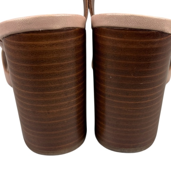 ALDO Caparosa Bone Leather Blush Pink Ankle Strap Block Heel Sandals Open Toe - Picture 6 of 13